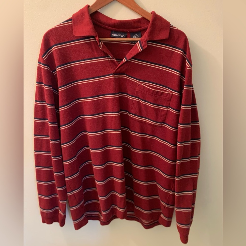 Puritan Red Striped Polo Shirt